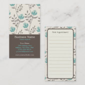 青い花模様のアポイントメントの名刺 予約カード (正面/裏面)