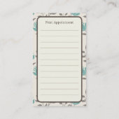 青い花模様のアポイントメントの名刺 予約カード (裏面)