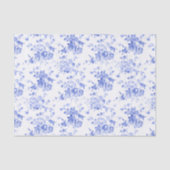 青い花模様のホワイトデコップページティッシュペーパー 薄葉紙 (正面)