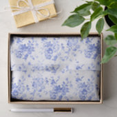 青い花模様のホワイトデコップページティッシュペーパー 薄葉紙 (ギフト)