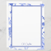 青い花模様の白いパーソナライズされた紙シート (正面/裏面)