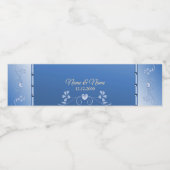 青い花模様の装飾的な水ボトルラベル ペットボトルラベル (シングルラベル)