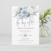 青い花模様写真のブランチ結婚の翌日 招待状 (スタンド正面)