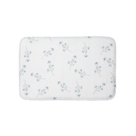 青い花模様 バスマット