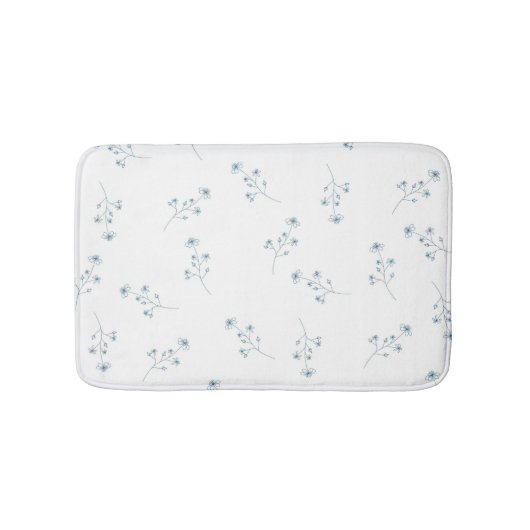 青い花模様 バスマット (正面)