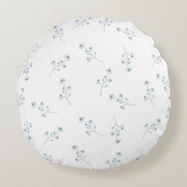 青い花模様 ラウンドクッション
