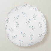 青い花模様 ラウンドクッション (裏面)