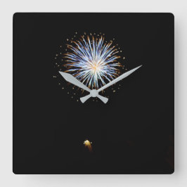 青い花火 スクエア壁時計