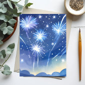 青い花火 | 花火の祝い 水彩画 シーズンカード