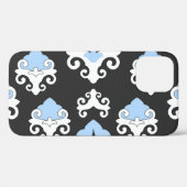 青い花灰色の背景パターン Case-Mate iPhoneケース (裏面 (横))