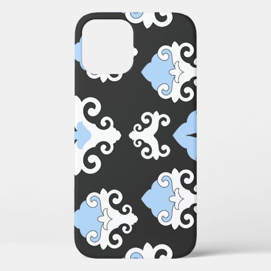 青い花灰色の背景パターン Case-Mate iPhoneケース (裏面)