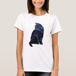 青い花猫の女性のTシャツ Tシャツ