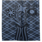 青い花瓶のシャワーカーテン シャワーカーテン (正面)