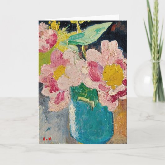青い花瓶の中のピンクの花 | ルイ・バルタット カード (正面)
