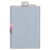 青い花瓶の名前の熱帯メディニラピンクの花 フラスク (裏面)