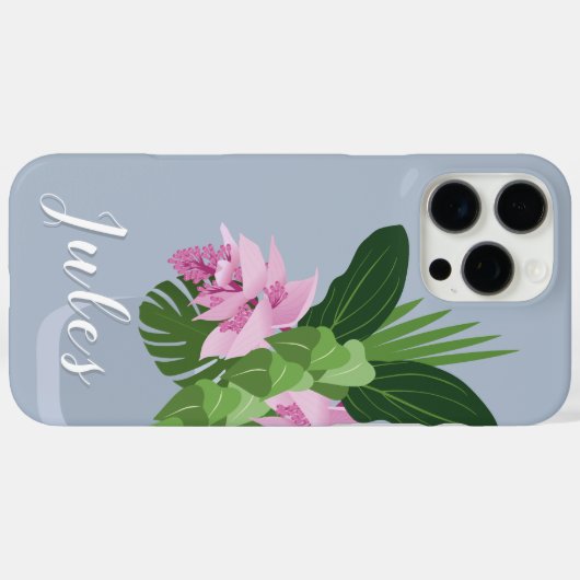 青い花瓶の名前の熱帯メディニラピンクの花 Case-Mate iPhoneケース (裏面 (横))