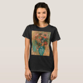 青い花瓶の絵画静物中の花 Tシャツ (正面フル)