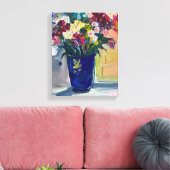 青い花瓶の花 キャンバスプリント (インサイチュ (リビング))