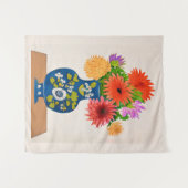 青い花瓶の菊中国のの花 タペストリー (正面(横))