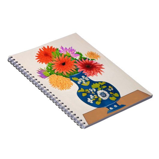 青い花瓶の菊中国のの花 ノートブック (右側)