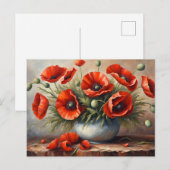 青い花瓶の赤いケシの花 ポストカード (正面/裏面)