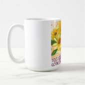 青い花瓶の黄色いデイジー コーヒーマグカップ (左)