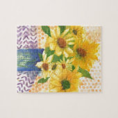 青い花瓶の黄色いデイジー ジグソーパズル (横)