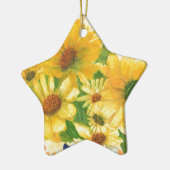 青い花瓶の黄色いデイジー セラミックオーナメント (左)