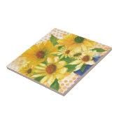 青い花瓶の黄色いデイジー タイル (側面)