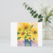 青い花瓶の黄色いデイジー ポストカード (スタンド正面)