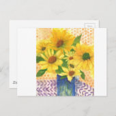 青い花瓶の黄色いデイジー ポストカード (正面/裏面)