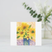 青い花瓶の黄色いデイジー ポストカード (スタンド正面)