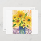 青い花瓶の黄色いデイジー ポストカード (正面/裏面)