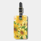 青い花瓶の黄色いデイジー ラゲッジタグ (正面縦)