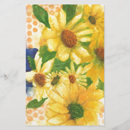 青い花瓶の黄色いデイジー 便箋