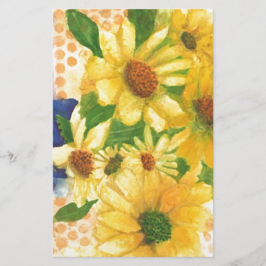 青い花瓶の黄色いデイジー 便箋 (正面)