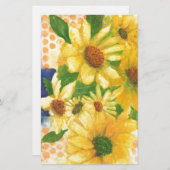 青い花瓶の黄色いデイジー 便箋 (正面/裏面)