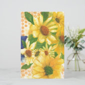 青い花瓶の黄色いデイジー 便箋 (スタンド正面)