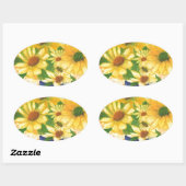 青い花瓶の黄色いデイジー 楕円形シール (シート)