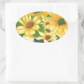 青い花瓶の黄色いデイジー 楕円形シール (バッグ)