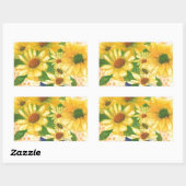 青い花瓶の黄色いデイジー 長方形シール (シート)