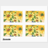 青い花瓶の黄色いデイジー 長方形シール (シート)