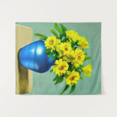 青い花瓶の黄色いバラのボホアート タペストリー (正面(横))