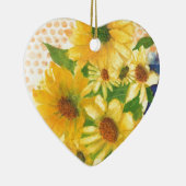 青い花瓶の黄色のデイジー セラミックオーナメント (右)