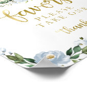 青い花秋かぼちゃ赤ちゃんシャワー好意サイン ポスター (角)