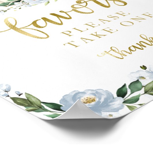 青い花秋かぼちゃ赤ちゃんシャワー好意サイン ポスター (角)