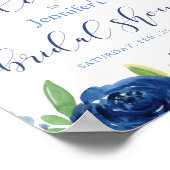 青い花素朴ブライダルシャワー歓迎ポスター ポスター (角)