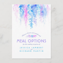 青い花結婚のカスケード食事オプションカード エンクロージャーカード