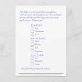 青い花結婚のカスケード食事オプションカード エンクロージャーカード (裏面)