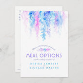 青い花結婚のカスケード食事オプションカード エンクロージャーカード (正面/裏面)